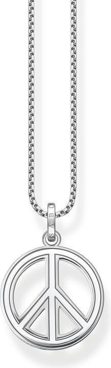 Thomas Sabo Halskette mit Anhänger Peace Zeichen mit Bunten Steinen Silber Geschwärzt (925er Silber, 50 - 55 cm)