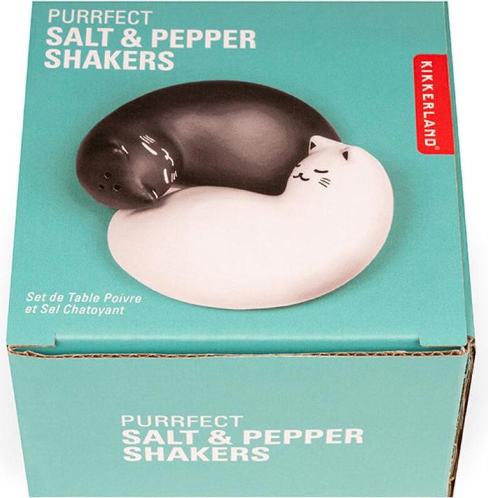 Produktbild Kikkerland - Purrfect Salt & Pepper Shakers - Black and White - 8.25 cm x 3.75 cm x 6.5 cm (Salz, Pfeffer)