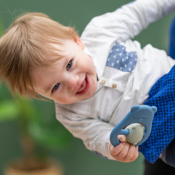 Actual product image Nattou Teething Ring Mother Silicone Blue