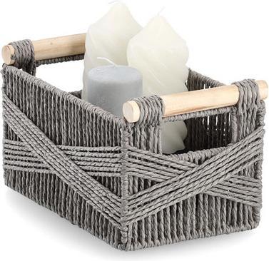 Produktbild Zeller Present Aufbewahrungskorb, Papiergeflecht/Holz, grau (1 x)