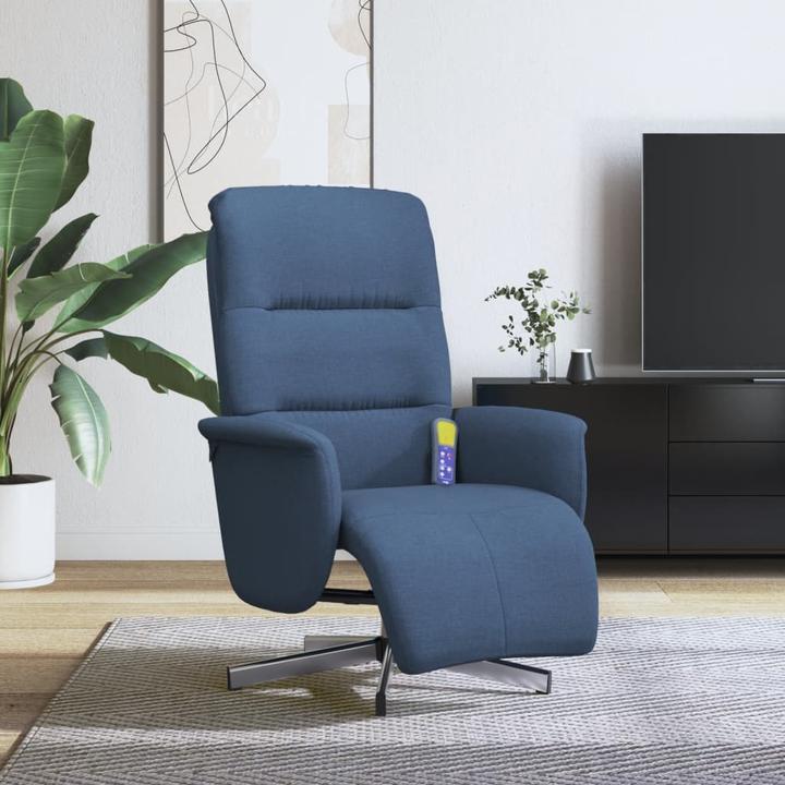 Immagine prodotto VidaXL Sedia da massaggio con poggiapiedi in tessuto blu,Colore: Blu,Materiale