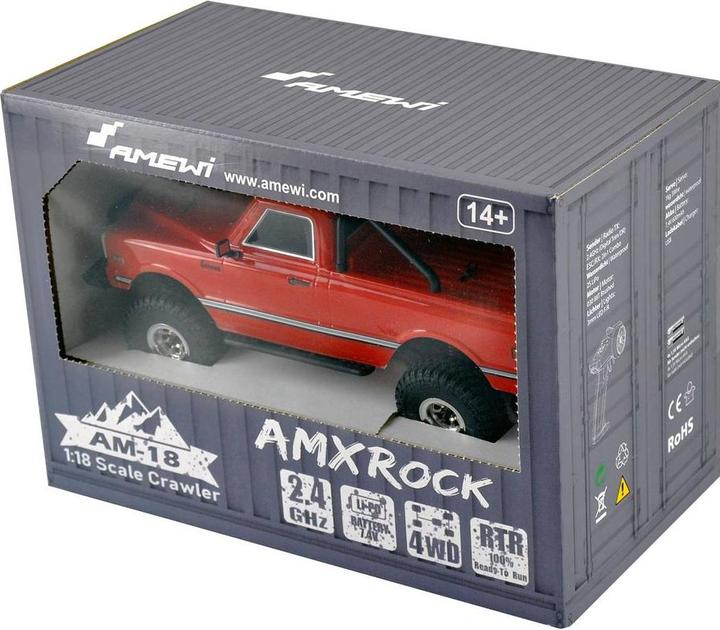 Image du produit Amewi AMXRock AM18 Chenille brossée électrique 4RM 1:18 RTR Pick-Up rouge (RTR Prêt à fonctionner)