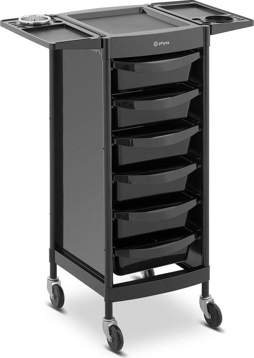 Physa Rollbarer Friseurtrolley Friseurwagen Kosmetikwagen 6 Schubladen 10 kg schwarz