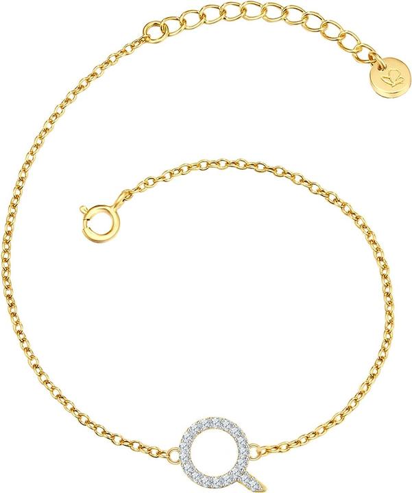Glanzstücke München Damen Buchstabe Q Sterling Silber Zirkonia Gelbgold 17,0 cm Basislänge + 3,0 cm Verlängerung - 32112 (17 cm, Sterling Silber)