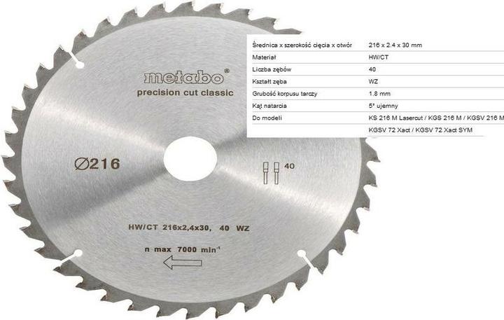 Produktbild Metabo Kreissägeblatt HW/CT