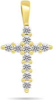 Brilio Silver - Glittering gold-plated pendant with clear zircons Cross PT68Y
