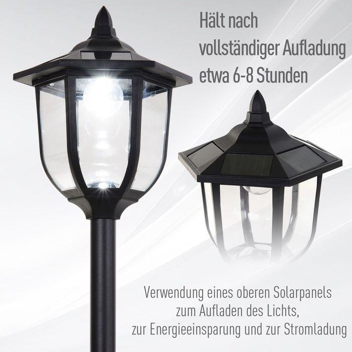 Produktbild Swisshandel24 Solar Gartenleuchte Gartenlampen Gartenlaterne Laterne 30/60 Lumen, Kunststoff, Schwarz Ø26,5 x 177 (60 lm, IP44)