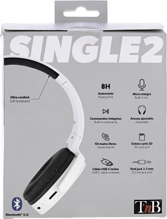 Produktbild T'nB TNB Casque bluetooth Single 2 Gris (keine Geräuschunterdrückung, 8 h, Kabelgebunden)