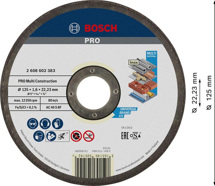 Actual product image Bosch Professional Zubehör PRO Multi material cutting disc, 125 x 1.6 x 22.23 mm