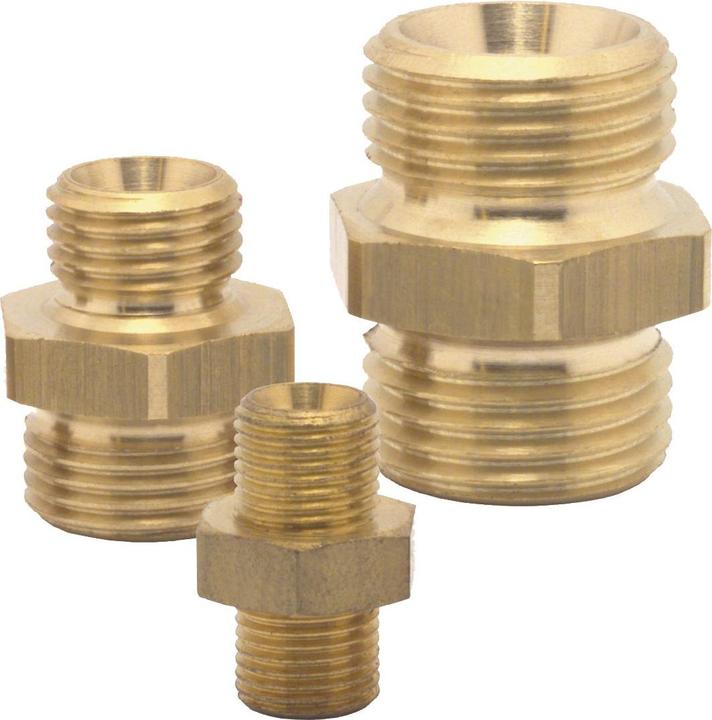 Elmag Druckluft Doppelnippel AG 3/8 und AG 1/2", Druckluftnippel aus Messing