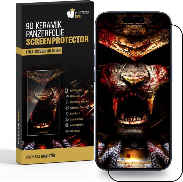Produktbild Protectorking 1x Ceramic-Glass Full Cover HD Klar (1 Stück, Apple iPhone 15 Pro)