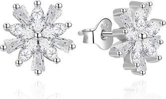Agato - Silver earrings Snowflakes with zircons AGT-E009PW