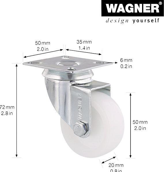 Produktbild Wagner System Lenkrolle mit platte 50mm 50kg