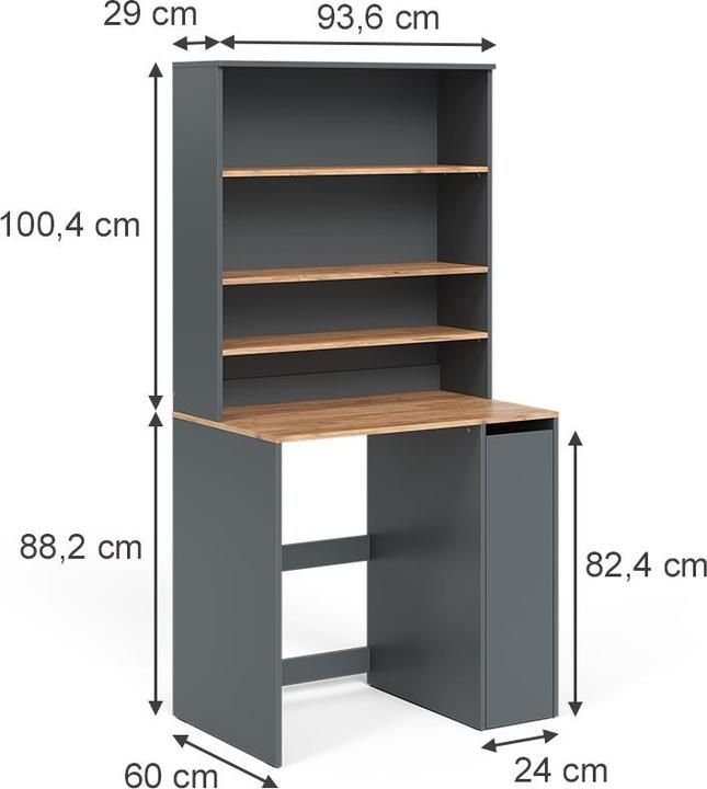 Produktbild Vichy Waschmaschinenschrank Lavik, Anthrazit/Goldkraft Eiche, 93.6 x 88.2 cm 2 Teile mit Schrank und Regal
