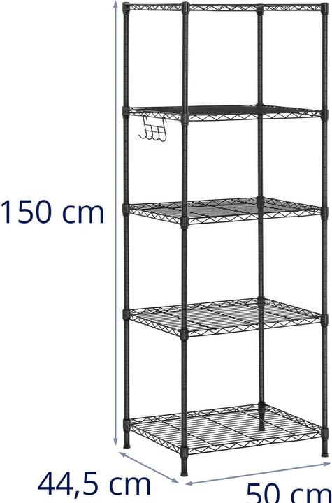 Actual product image Royal Catering Metallregal Steckregal Haushaltsregal Standregal 55x45x150 cm 150 kg schwarz