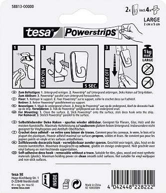 Actual product image tesa Powerstrips Transparent Deco Hook LARGE