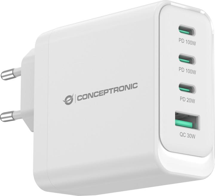Produktbild Conceptronic Ladegerät 4Port 100W,3xUSB-C,1xUSB-A weiss (100 W)