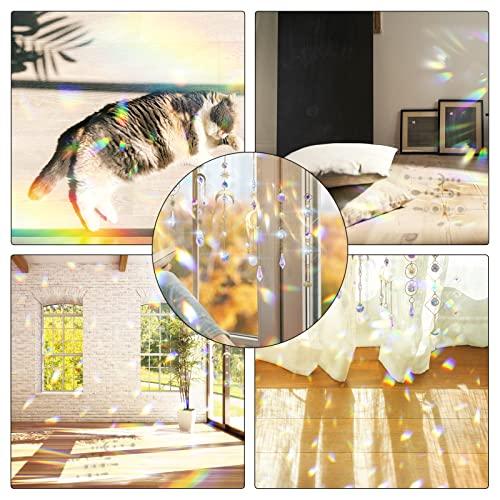 Produktbild Alopini 6 Stück Sonnenfänger Kristall Fenster Hanging Windspiel Regenbogen Sonnen Mond Anhänger Ornament
