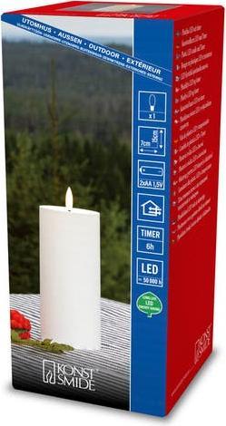 Produktbild LED Kunststoffkerze weiss 1875-100 Aussen 1875-100 6h Timer D7 H15cm 2xAA