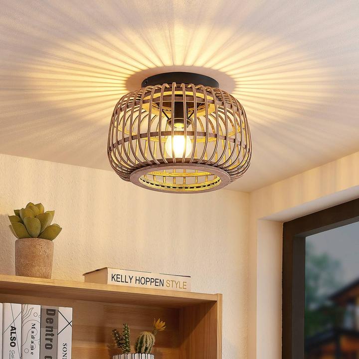 Produktbild Lindby Bominio Deckenleuchte aus Rattan, 33 cm (E27)