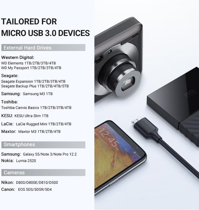 Immagine prodotto Ugreen USB-C — USB Micro B (1 m, USB 3.2 Gen 1)