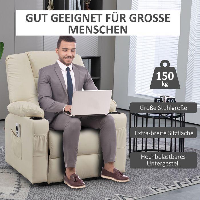 Produktbild Swisshandel24 Relaxsessel Aufstehhilfe elektrisch Fernsehsessel USB Massagesessel Fernbedienung Rollen Creme