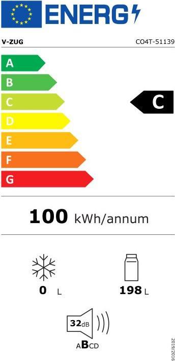 Energie-Label V-Zug Kühl-/Gefriergerät Cooler V4000 178K