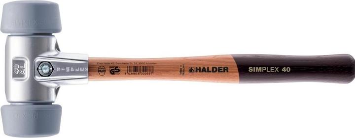 Produktbild Halder SIMPLEX-Schonhammer, 50:40, TPE-mid mit Aluminiumgehäuse und hochwertigem Holzstiel | D=50 mm |...