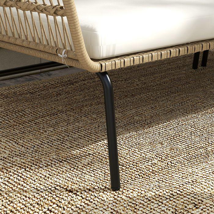 Actual product image Swisshandel24 3-tlg. Rattan Gartenmöbel-Set, Gartengarnitur mit Liegestuhl, Couchtisch, Zweisitzer, Gartenset mit