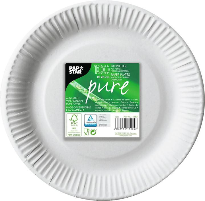 Immagine prodotto Papstar Piatti Stoviglie monouso pure Materiale: 100 % cartone di fibra vergine Colore: bianco (100 x)
