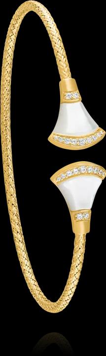 Charles Garnier Armband aus vergoldetem Silber, Zirkonoxid, Perlmutt (6.40 cm, vergoldetes Silber)