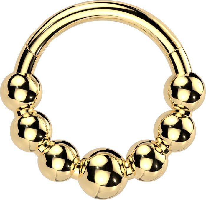 Actual product image Star Piercing Micro segment ring hinged gold-plated seven balls (Titanium G23, without brass)