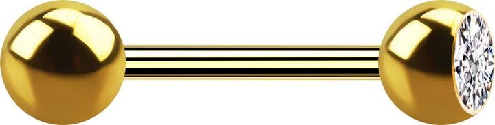 Star Piercing Barbell vergoldet mit Kugel und Kugel Kristall silber (ohne Messing, Titan G23)