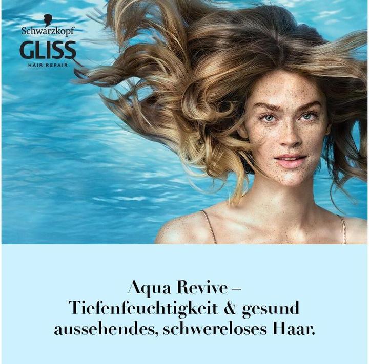 Actual product image Schwarzkopf Gliss Aqua Revive Moisturizing Mask in Jar Hair Treatment 300 ml, Hair Repair Treatment (300 ml)