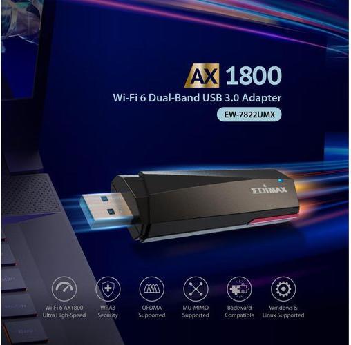 Actual product image edimax WL-USB EW-7822UMX AX1800 Dual-Band USB 3.0 Adapter (USB-C 3.2 Gen 1)