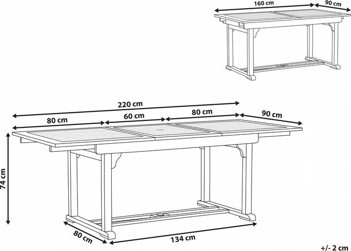 Immagine prodotto Beliani Tavolo da giardino in legno di acacia 160 / 220 x 90 cm rettangolare allungabile TOSCANA (90 cm)