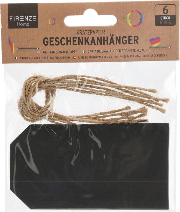 Produktbild Natura Punto 6er-Set Kratzpapier Geschenkanhänger Regenbogen, 11 x 13 x 0,4 cm (Geschenktüte, 6 x)