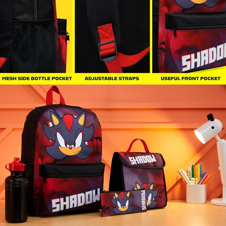 Produktbild Sonic The Hedgehog Kinderrucksack-Set Shadow mit Zubehör (4-teilig)