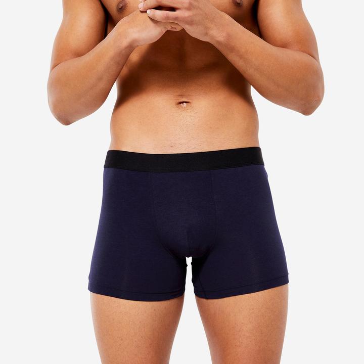 Immagine prodotto Domyos Boxer da uomo in cotone confezione da 3 pezzi - nero/grigio/blu (XL, confezione da 3)