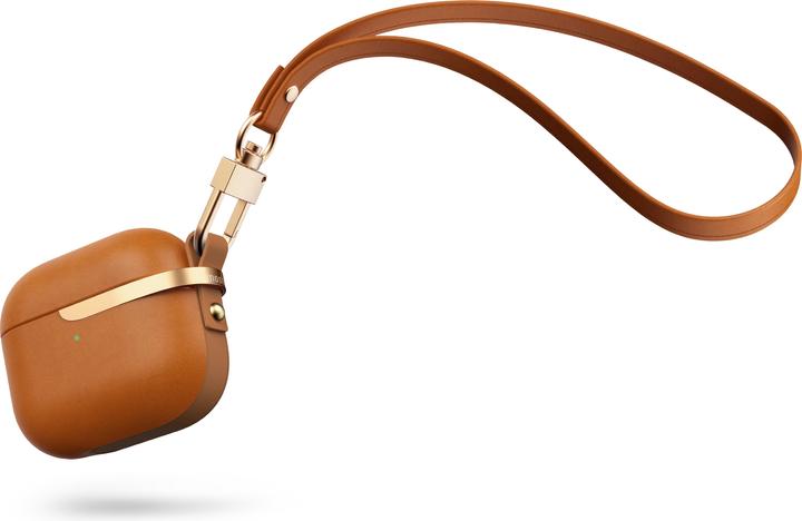 Productafbeelding Moshi Pebbo Luxe beschermhoes voor Airpods 3 - leer - karamelbruin (Koptelefoon tas)