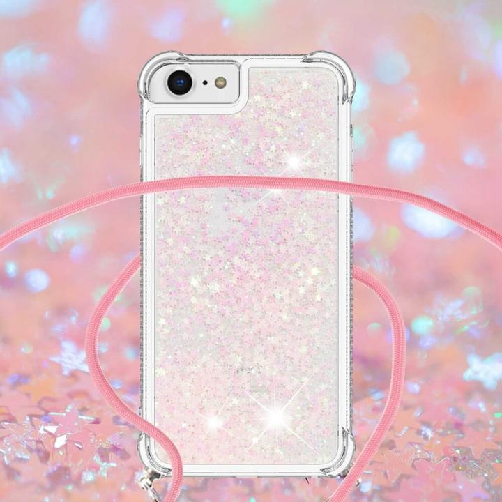 Produktbild Cover-Discount iPhone SE / 8 / 7 - Glitzer Hülle mit Umhängeband rosa (Apple iPhone SE)