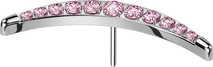 Immagine prodotto Star Piercing Threadless mezzaluna argento con cristalli rosa (Titanio G23, senza ottone)