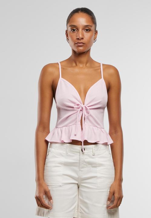Produktbild Urban Classics Ladies Waffle Pique Ruffle Top - 137877 (M)