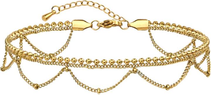 Star Piercing Fusskette vergoldet Kugeln und Wellen (ohne Messing, Chirurgenstahl 316L)
