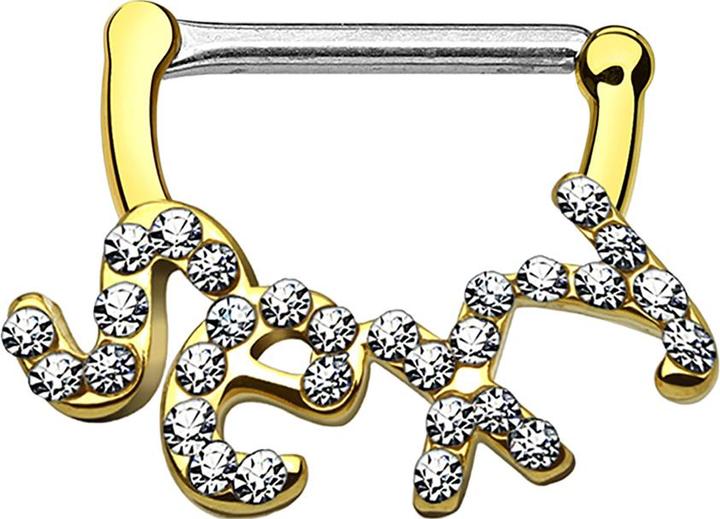 Star Piercing Barbell Clicker 14k vergoldet Sexy (Chirurgenstahl 316L, Messing)