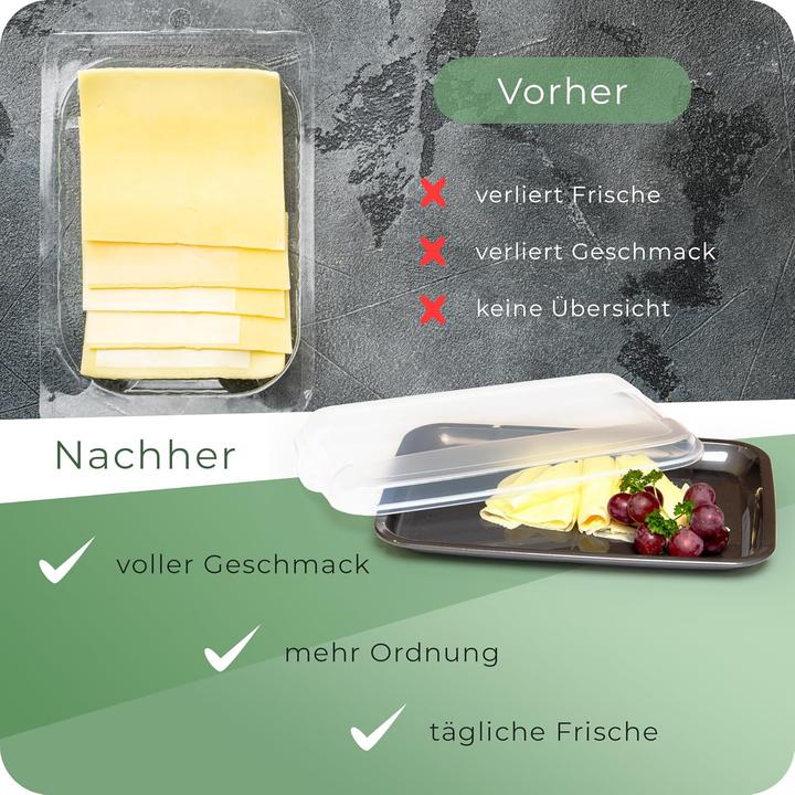 Produktbild Novaliv Anthrazit Premium Aufschnittbox mit Transparentem Deckel, Frischhaltedosen für Wurst & Käse
