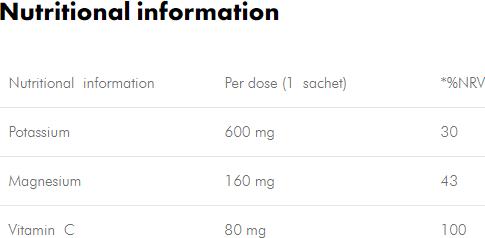 Nutritional values and ingredients Enervit Magnesium Potassium, 10 x15 g (10 Piece, Beutel, 183 g)