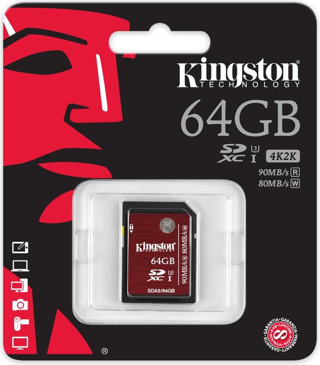 Kingston Carte SDXC 64GB, UHS-I, U3 (64 Go, SDXC, U3, UHS-I)