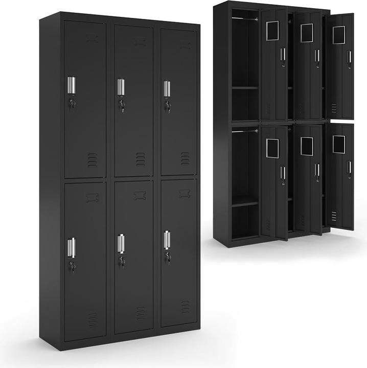 Produktbild Vicco Schliessfachschrank, Schwarz, 90 x 180 cm 6 Fächer