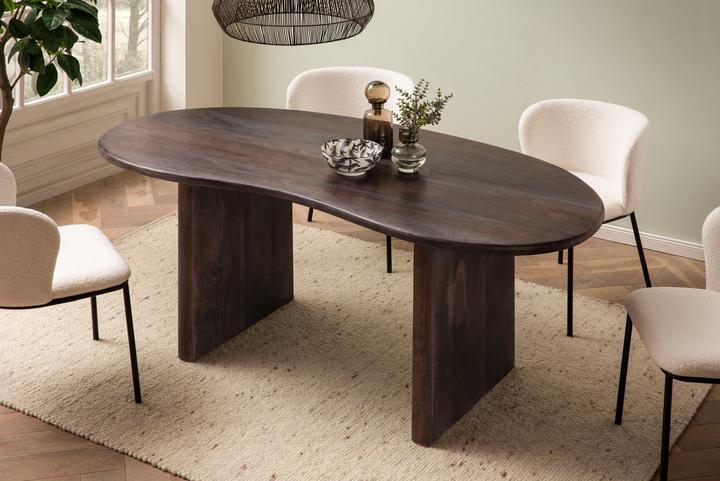 Actual product image FineBuy Dining room table Dining table 180 cm wood dark brown Kitchen table kidney shape (180 x 90 x 75 cm)